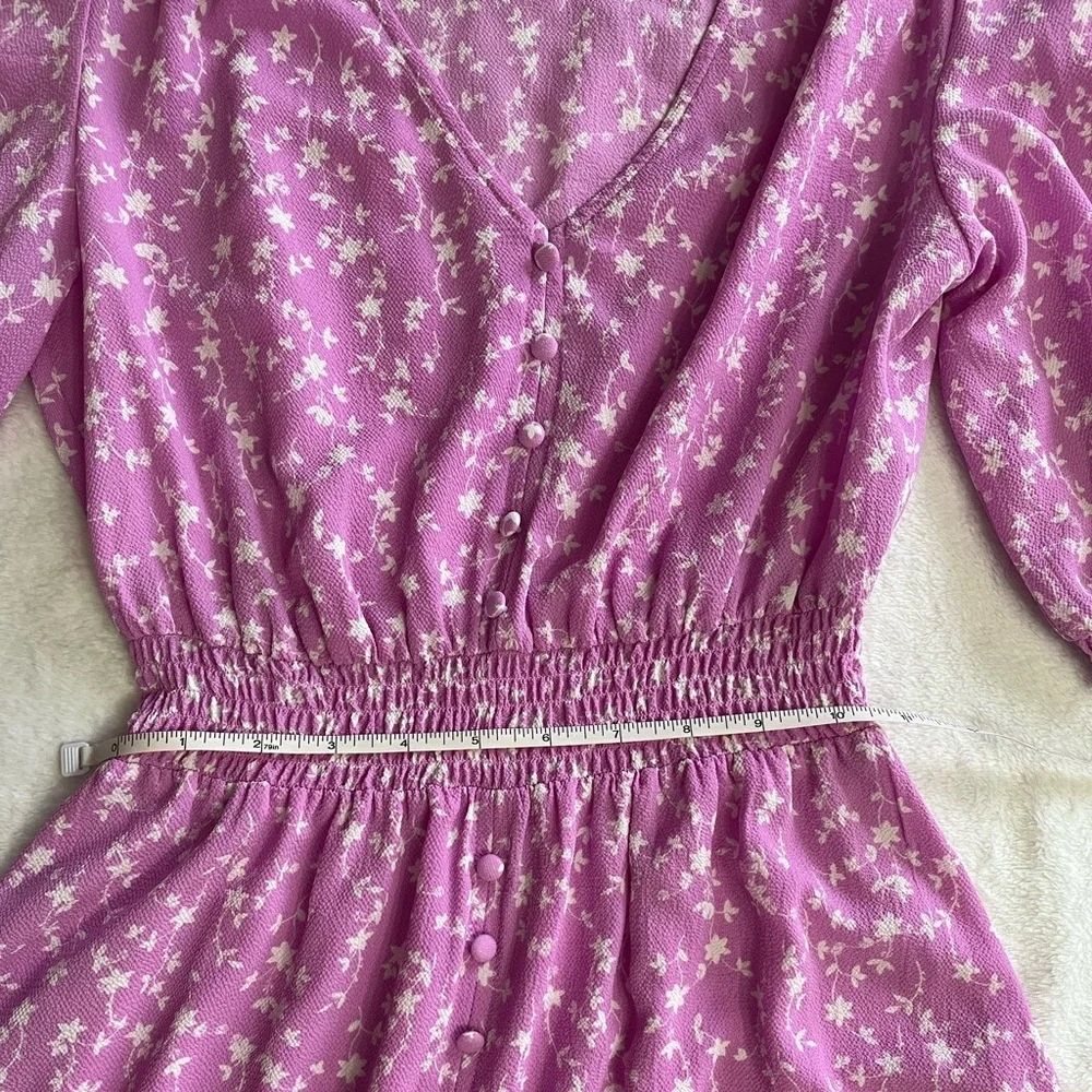 BB Dakota Steve Madden size XS Your Always Dress lavender floral puff sleeve - Picture 10 of 14